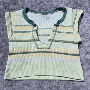 Urban Outfitters - Go For Gold - stripped top in green multi - size XS